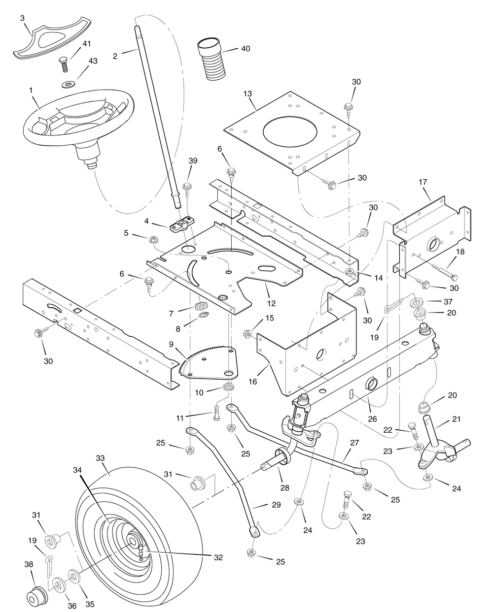 Steering Diagram and Parts List for 7800279-405021X51 2008 Briggs and Stratton Lawn Tractor